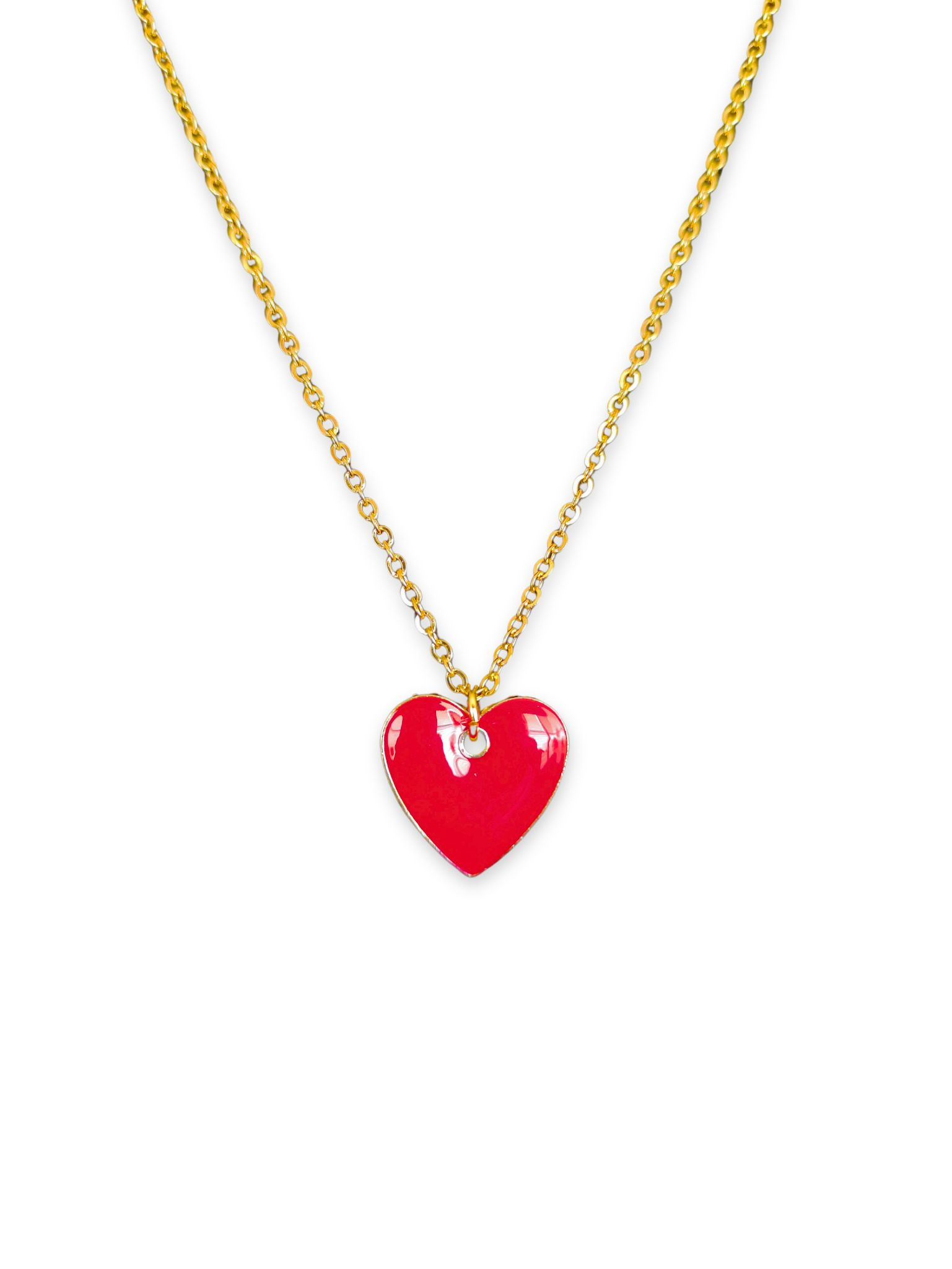 Enamel Red Heart Short Necklace