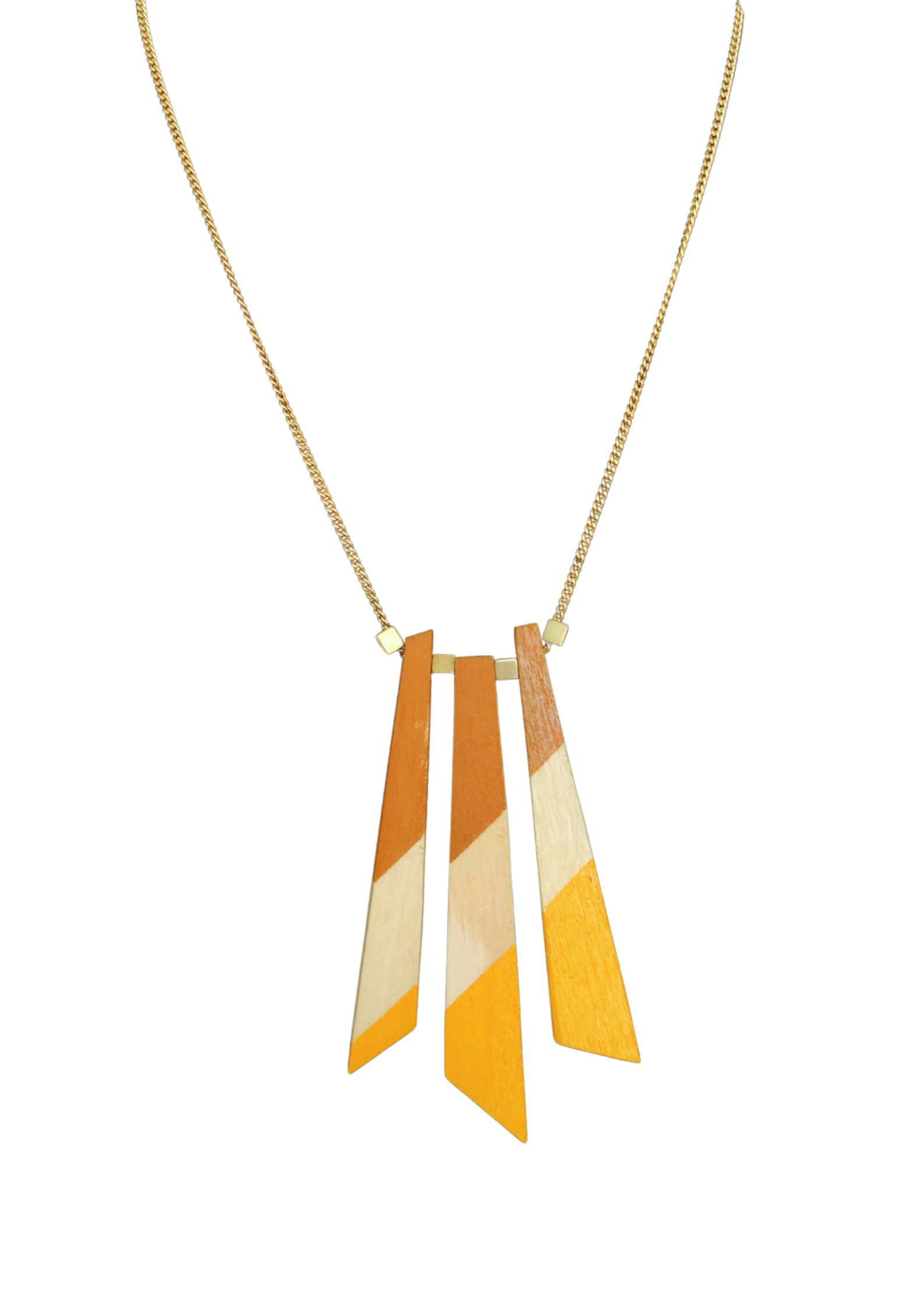 Brown & Yellow Chandelier Wood Necklace