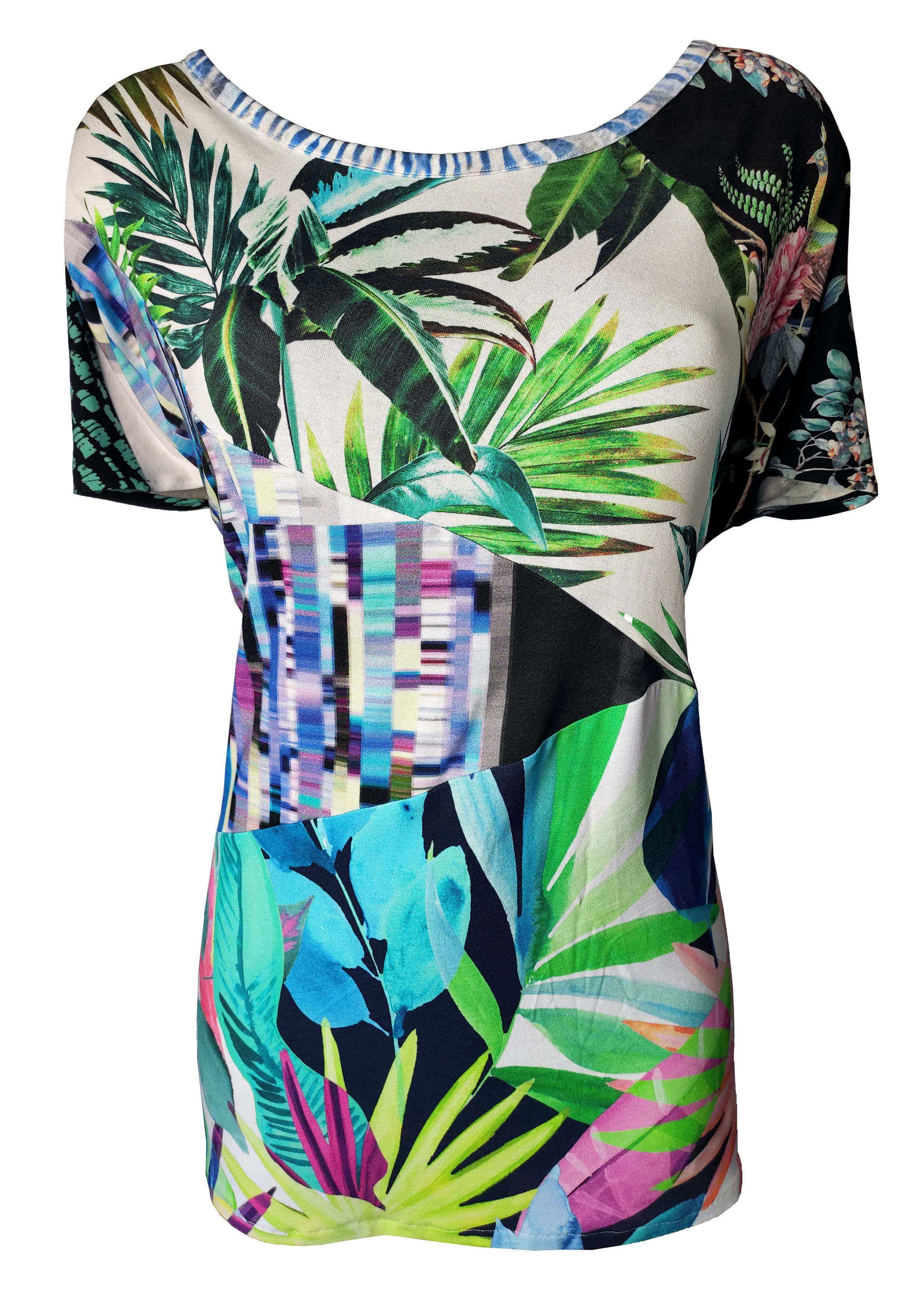 Blue and Green Patchwork T-Shirt