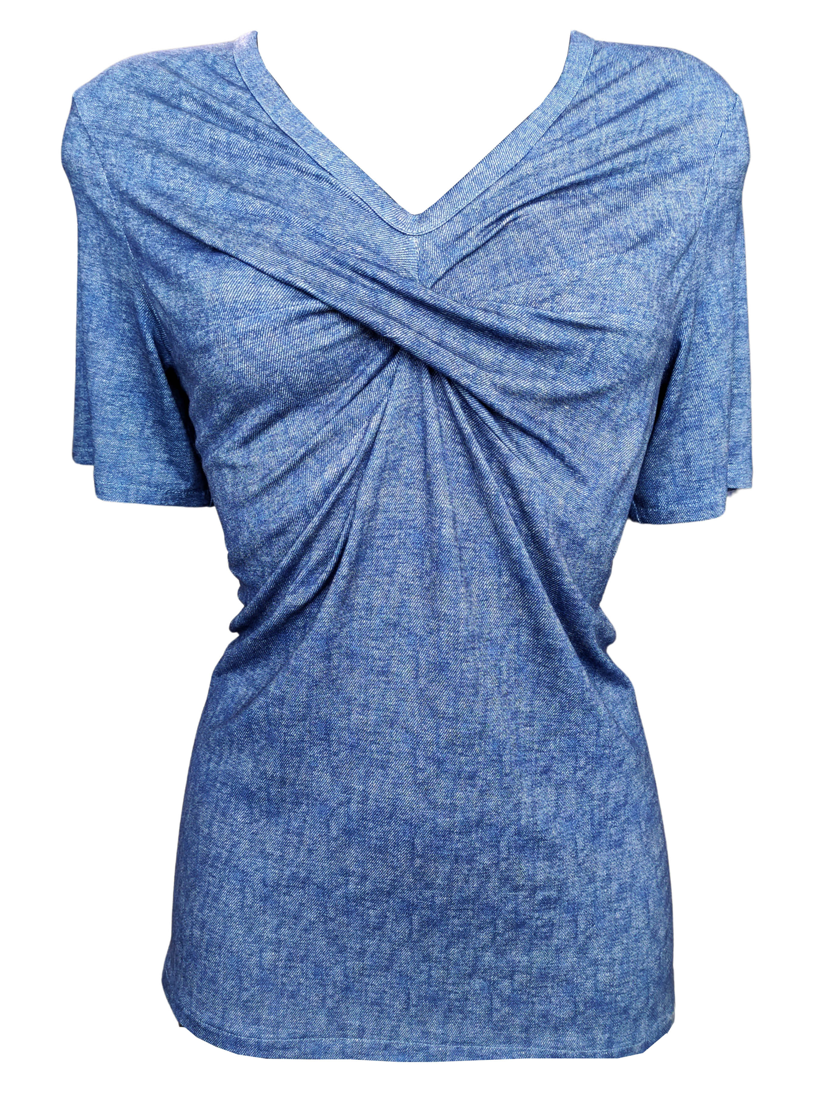 Denim Print Twist Fold Shirt