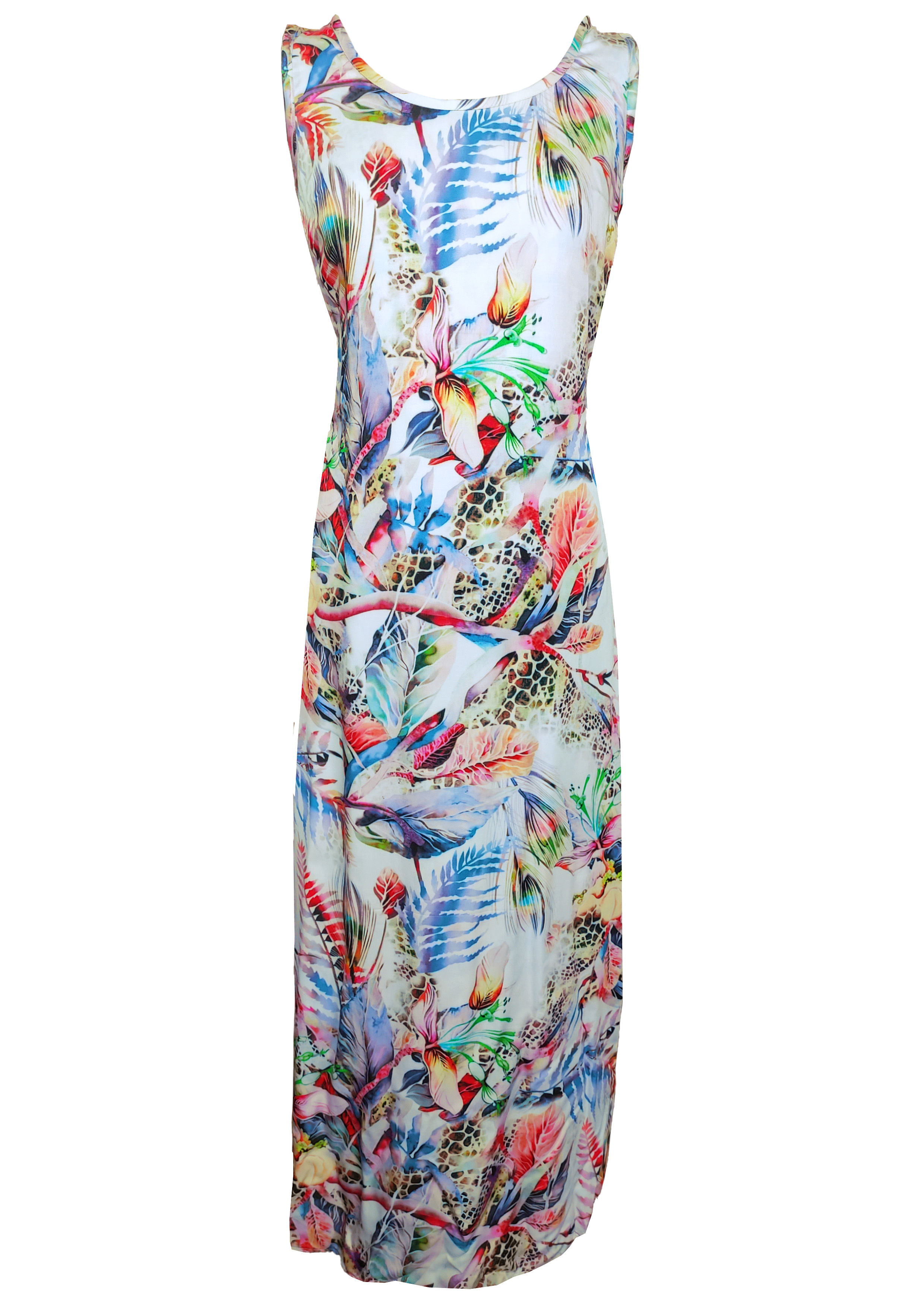 White Floral Maxi Sleeveless Dress