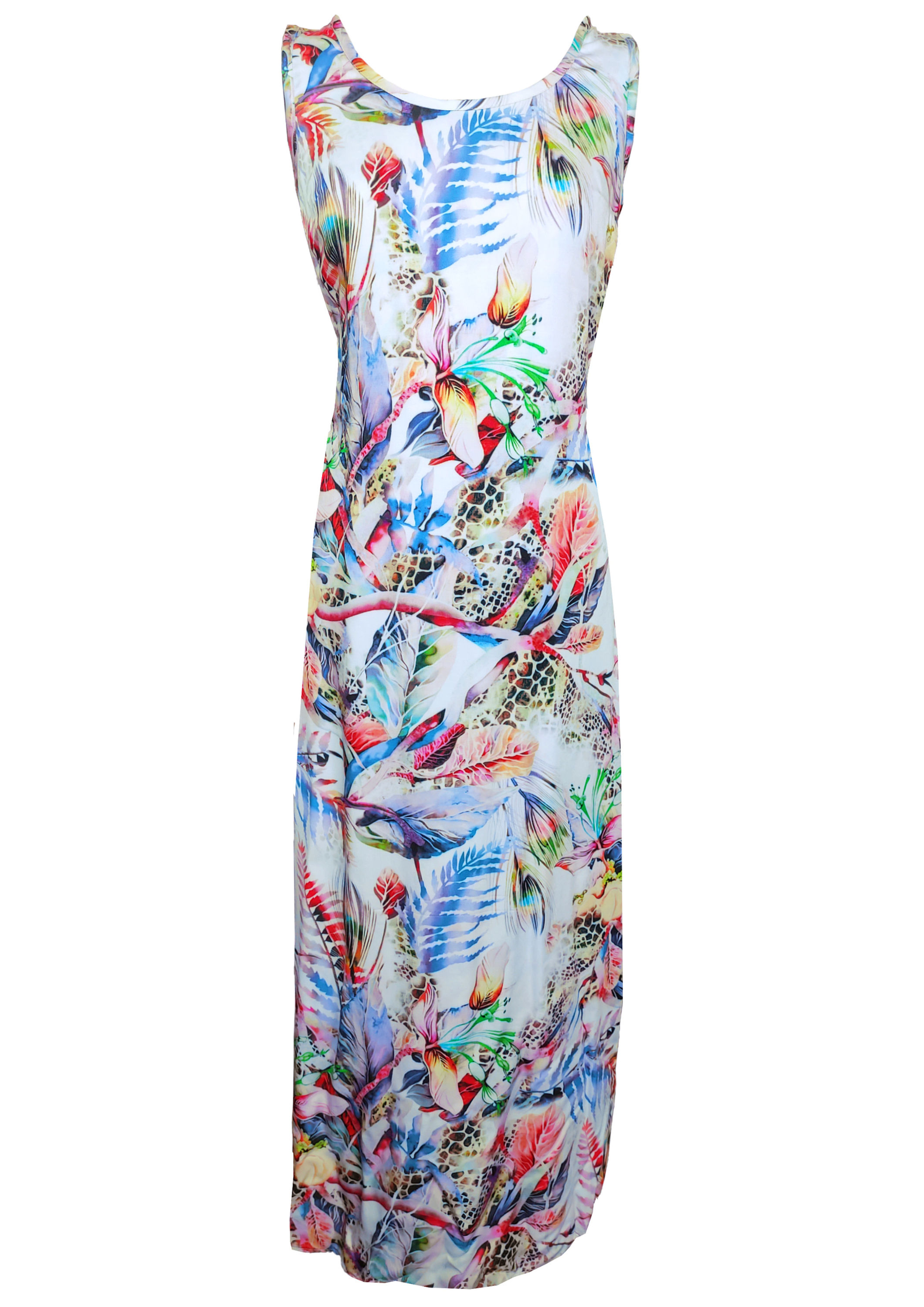 White Floral Maxi Sleeveless Dress