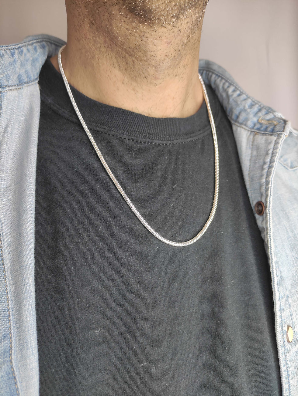 Thumbnail: 925 Sterling Silver Snake Necklace For Men 