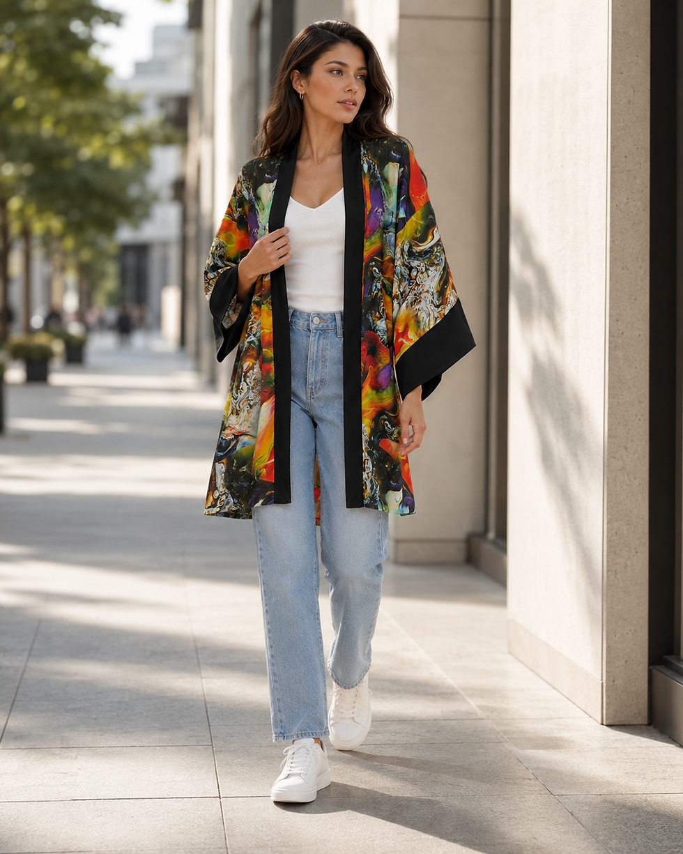 Thumbnail: Fire Flame Printed Kimono