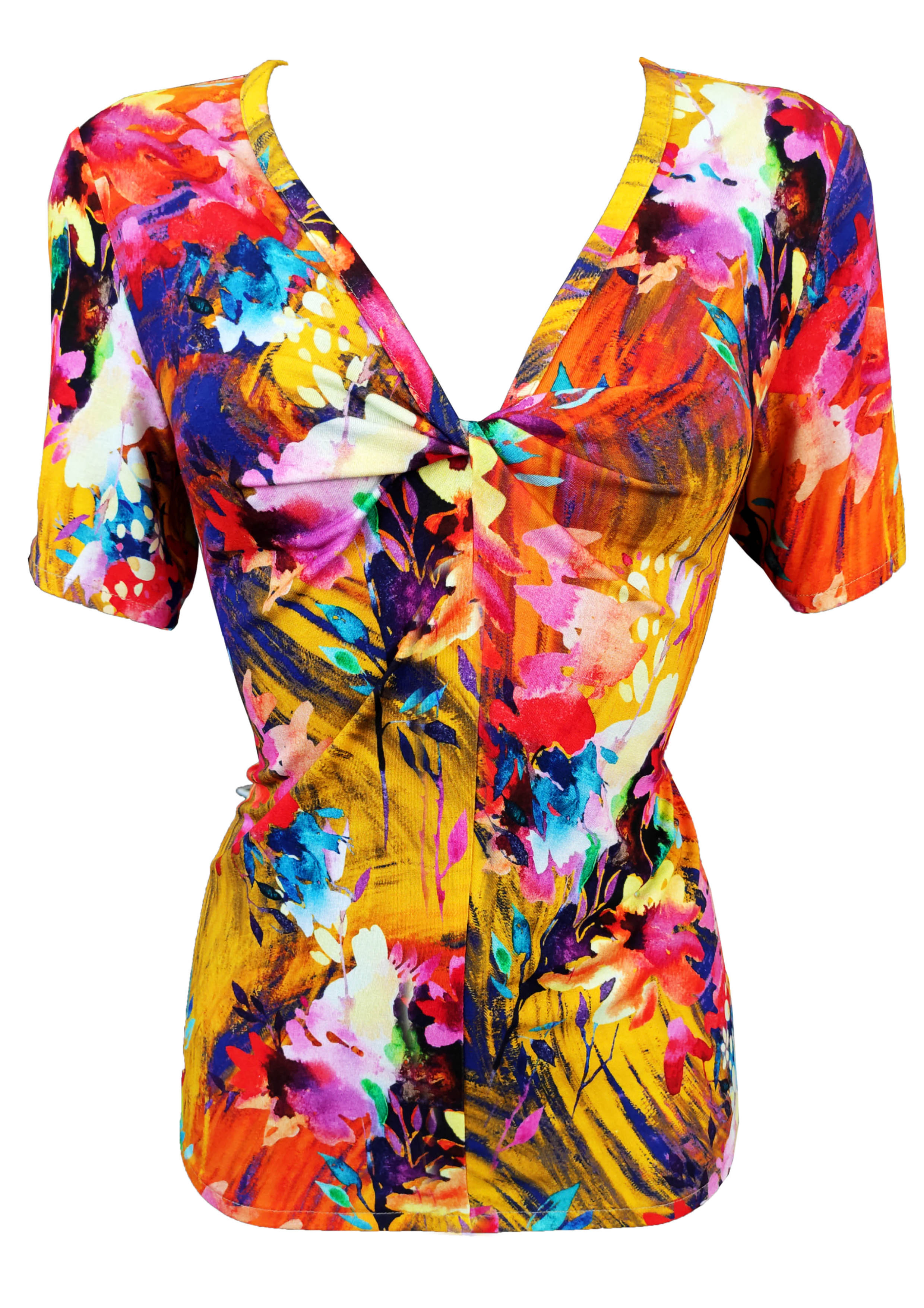 Colorful Floral Twist Shirt