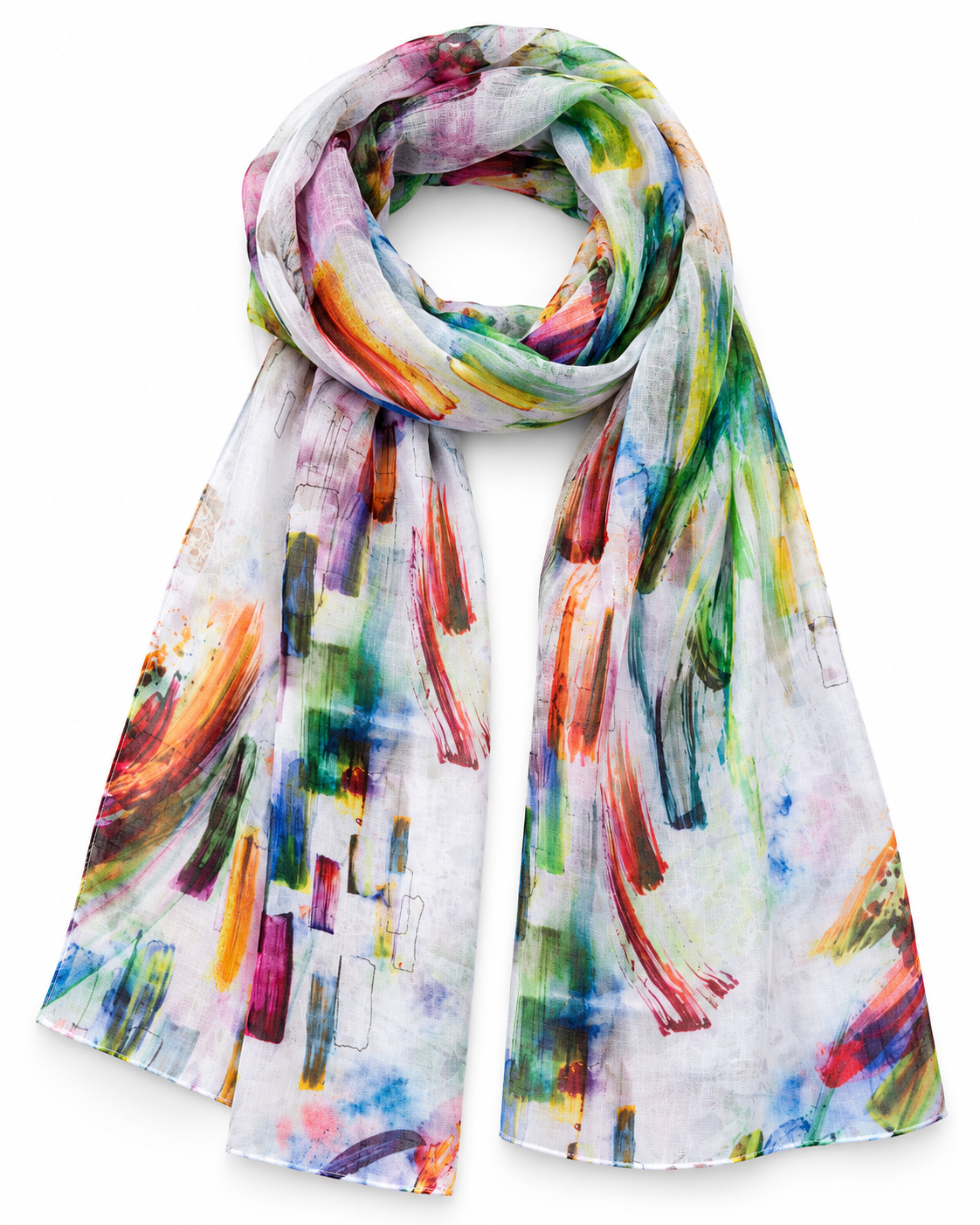 Colorful Printed Cotton Voile Scarf