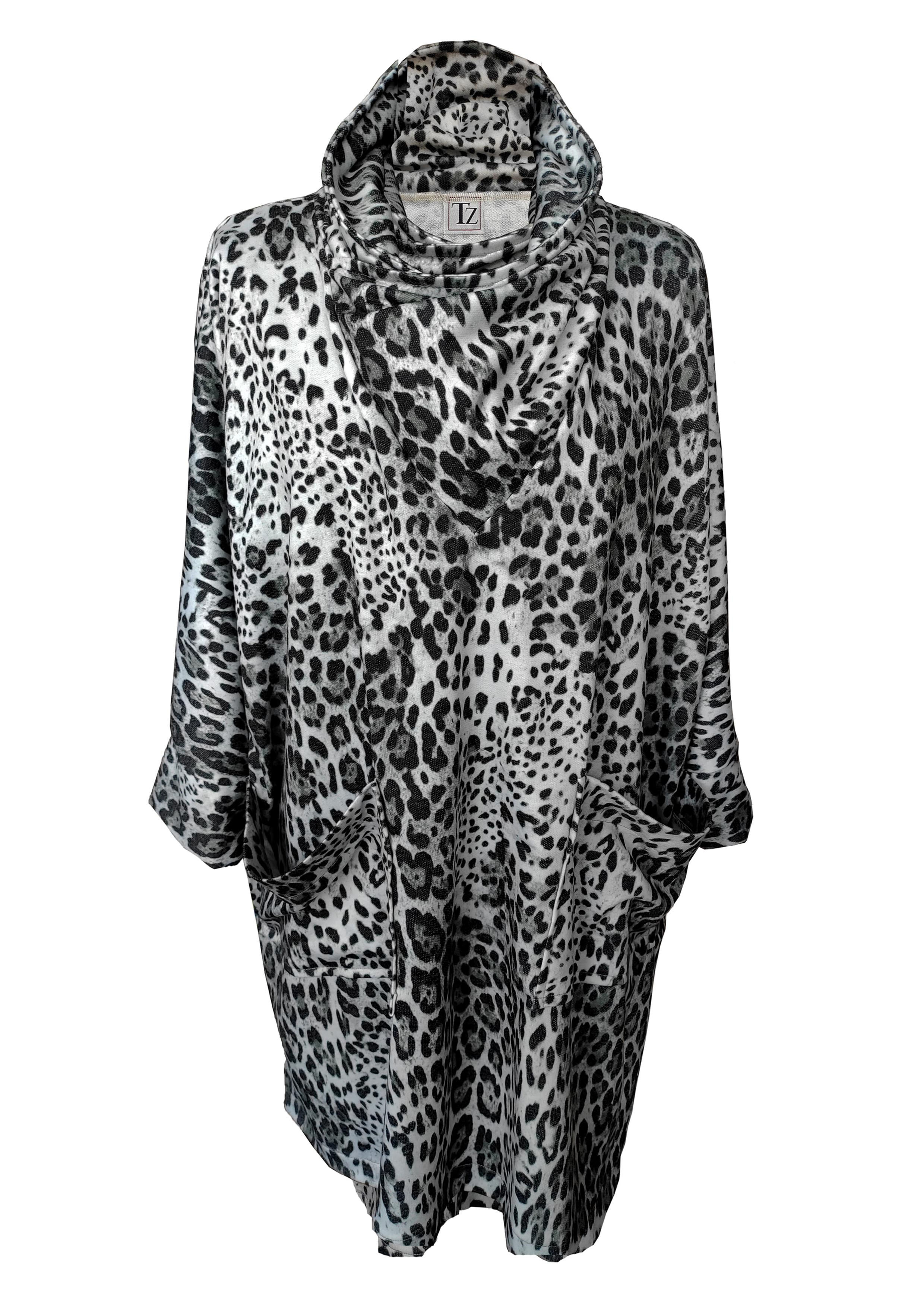 עליונית כיסים מנומרת אפורה