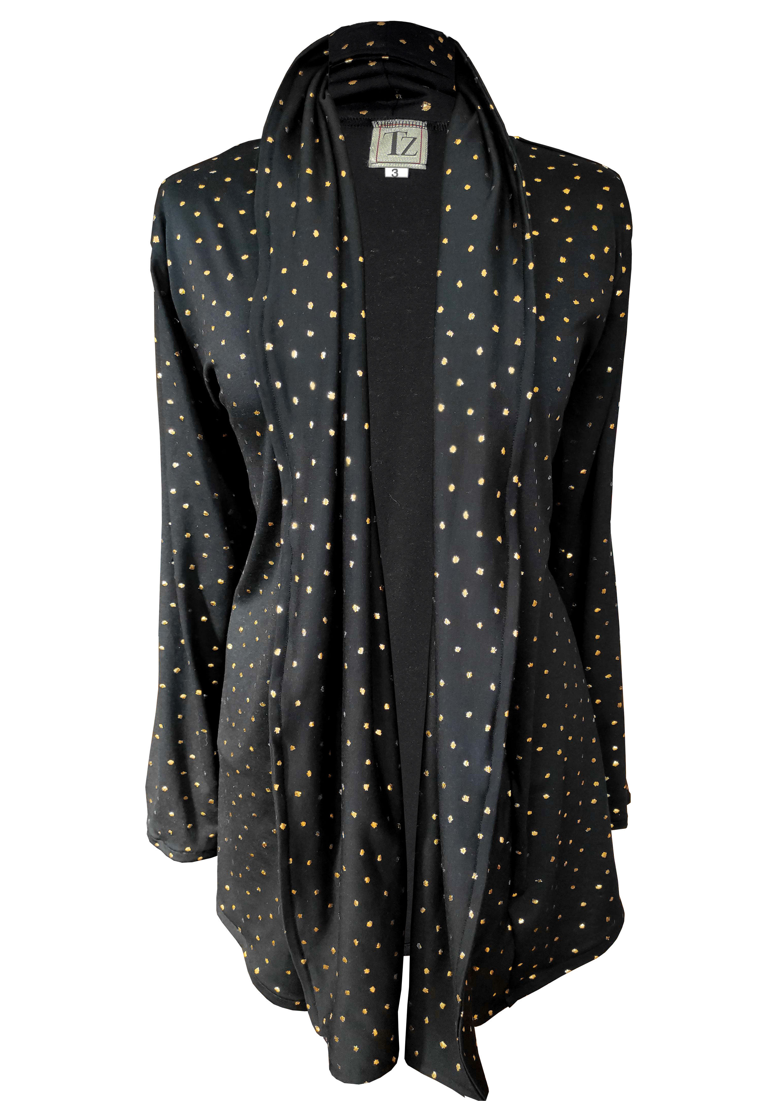 Black Cardigan With Gold Dots