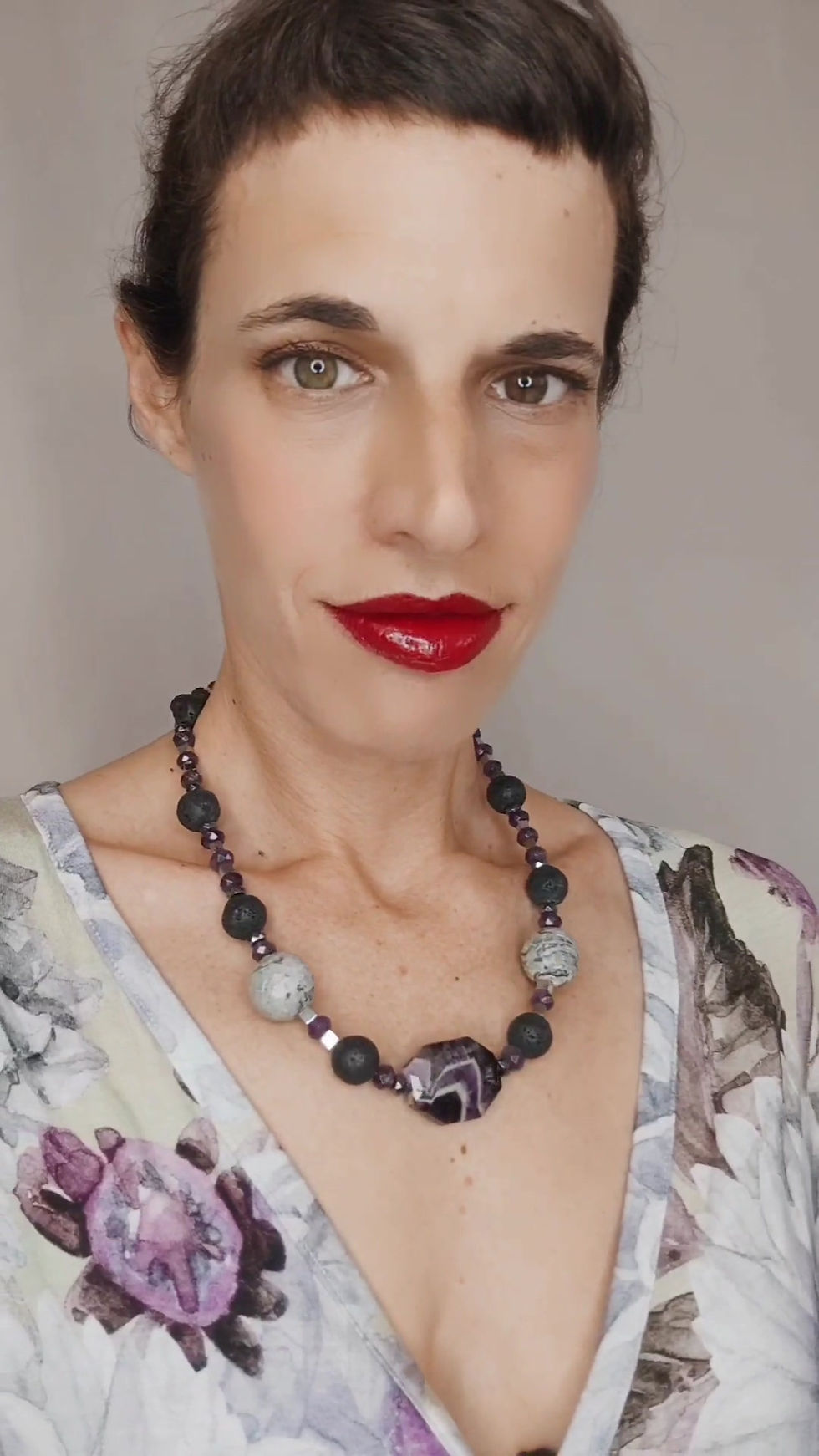 Thumbnail: Stone Necklace - Amethyst, Lava and Hematite