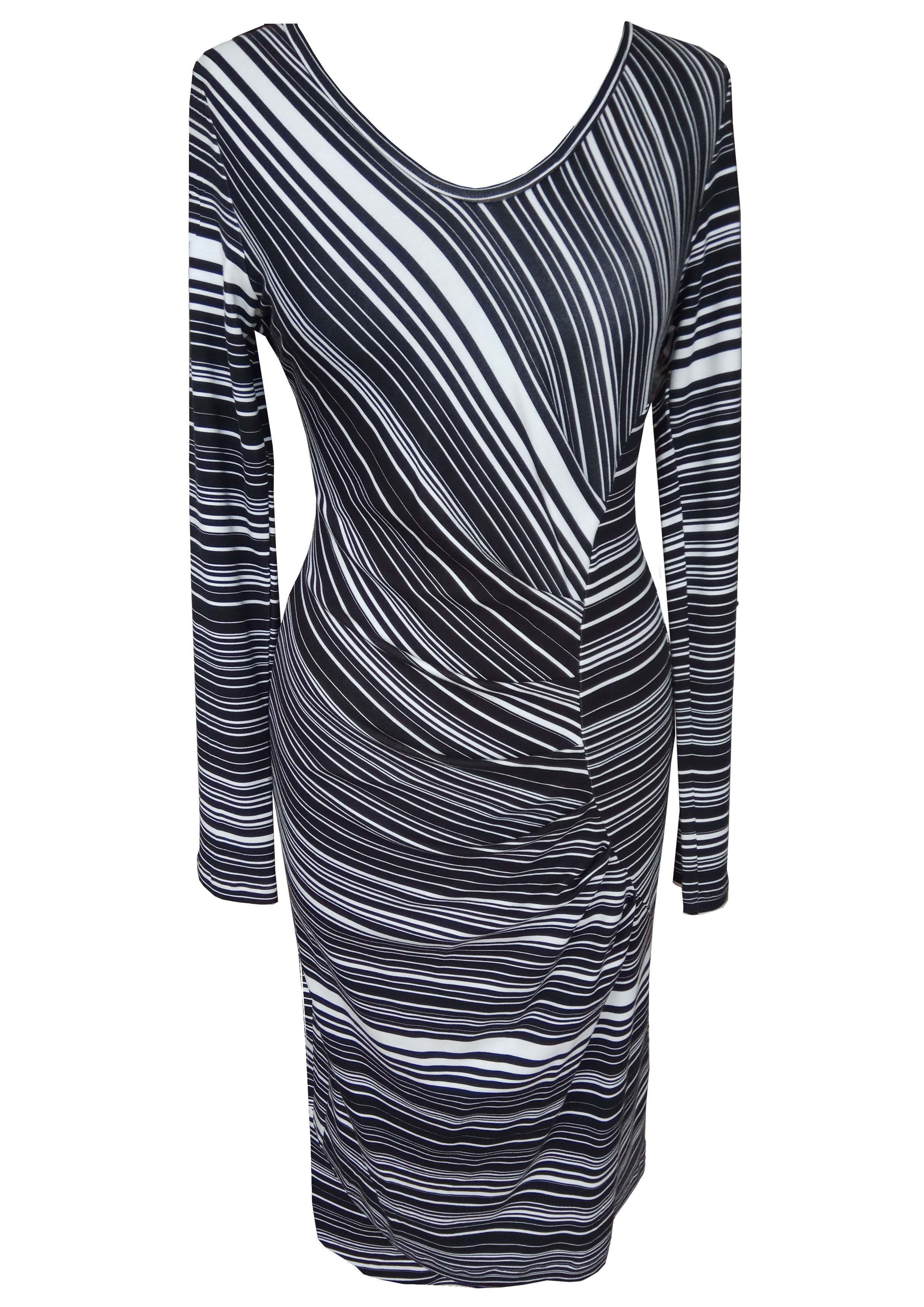 Asymmetrical Black & White Sriped Dress