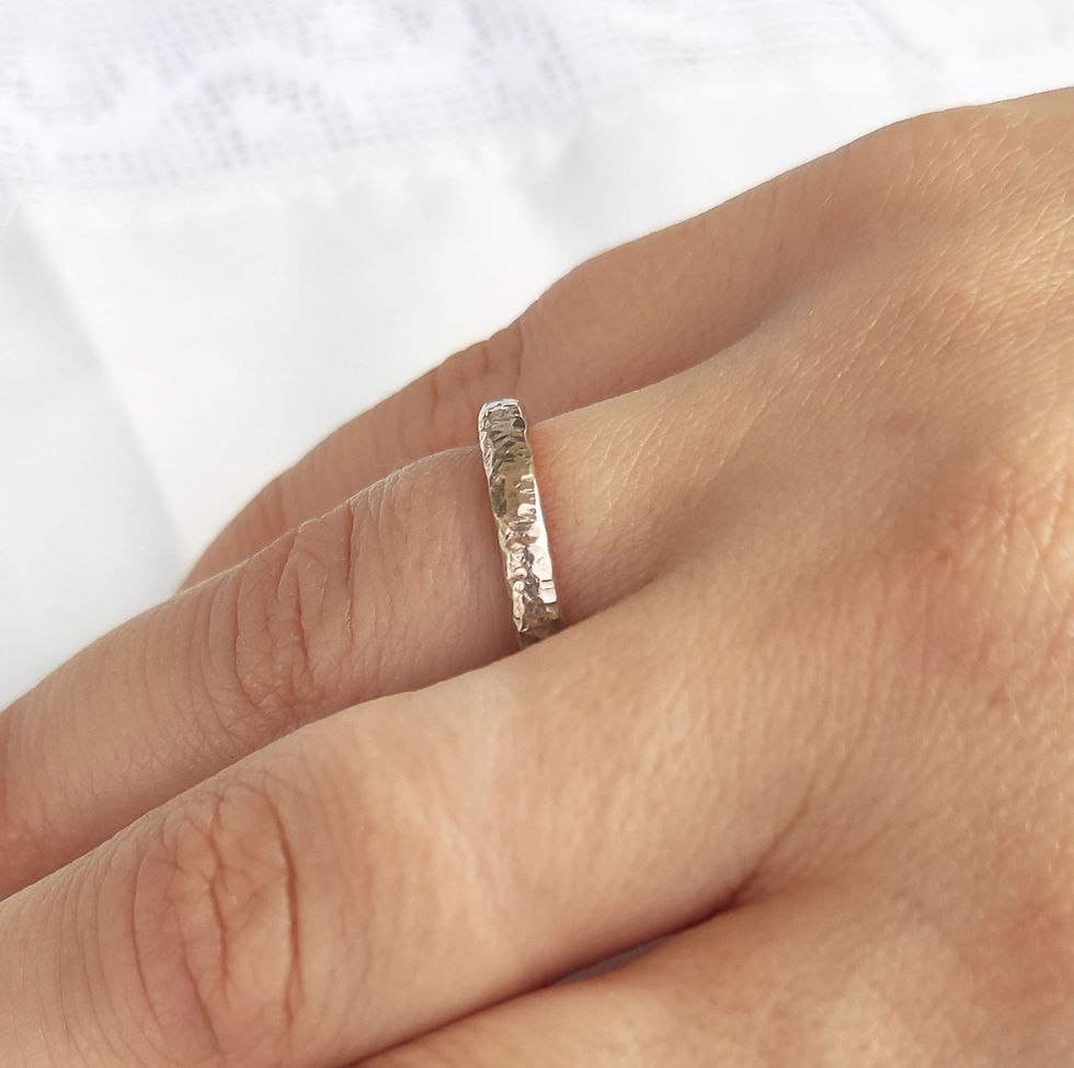 Thumbnail: 14K Gold Hammered Wedding Ring