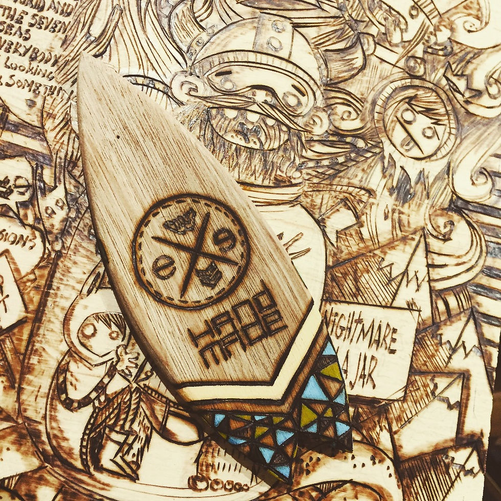 Hello! Wood surfboard - back