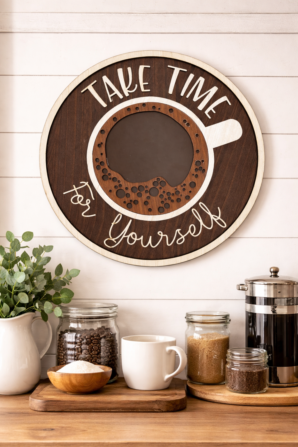Take Time for Yourself – Coffee Cup Wooden Wall Décor