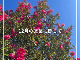 12月の営業に関するお知らせ