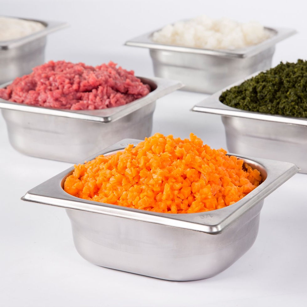 Miniature : Préparation culinaire: ingrédients variés en récipients inox