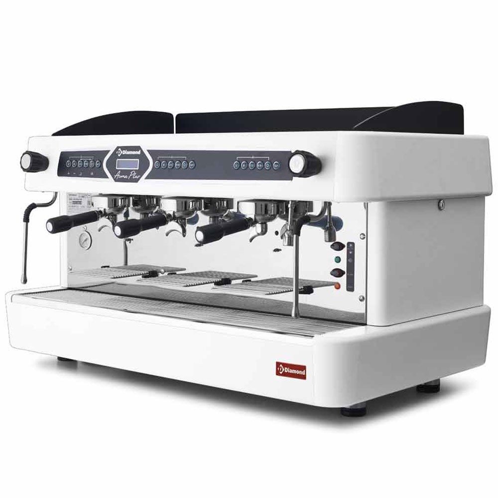 Machine expresso professionnelle blanche, 4 groupes