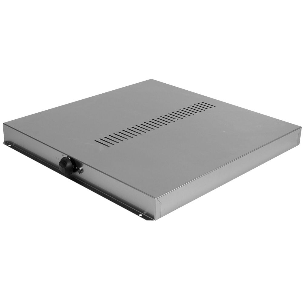 Boîtier métallique gris clair, ventilation