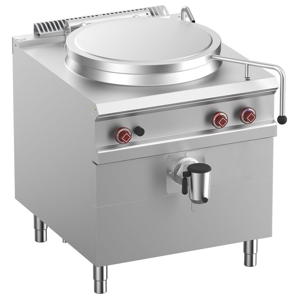 Marmite gaz, cuve 100 lit. chauffage direct, sur meuble