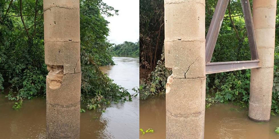 Pilares Avariados - Caminhões com sobrepeso aceleram a deterioração