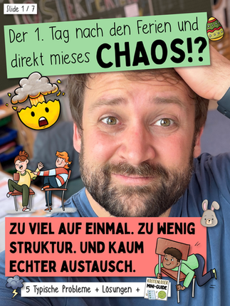 Unterricht nach den Ferien: Lehrkraft im Klassenzimmer zeigt typische Probleme wie Unruhe und fehlende Struktur