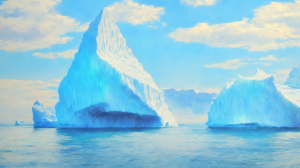 Iceberg floating on water, representing the conscious and the science of subconscious mind.
