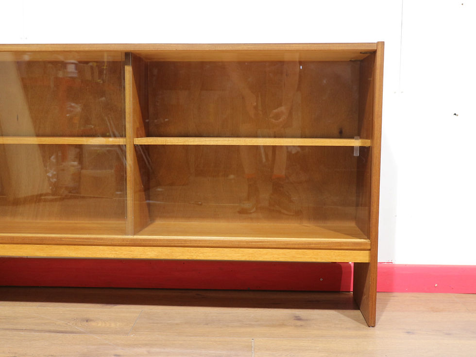 Thumbnail: Mid Century Modern Vintage Teak Bookcase Glass Door Display Cabinet