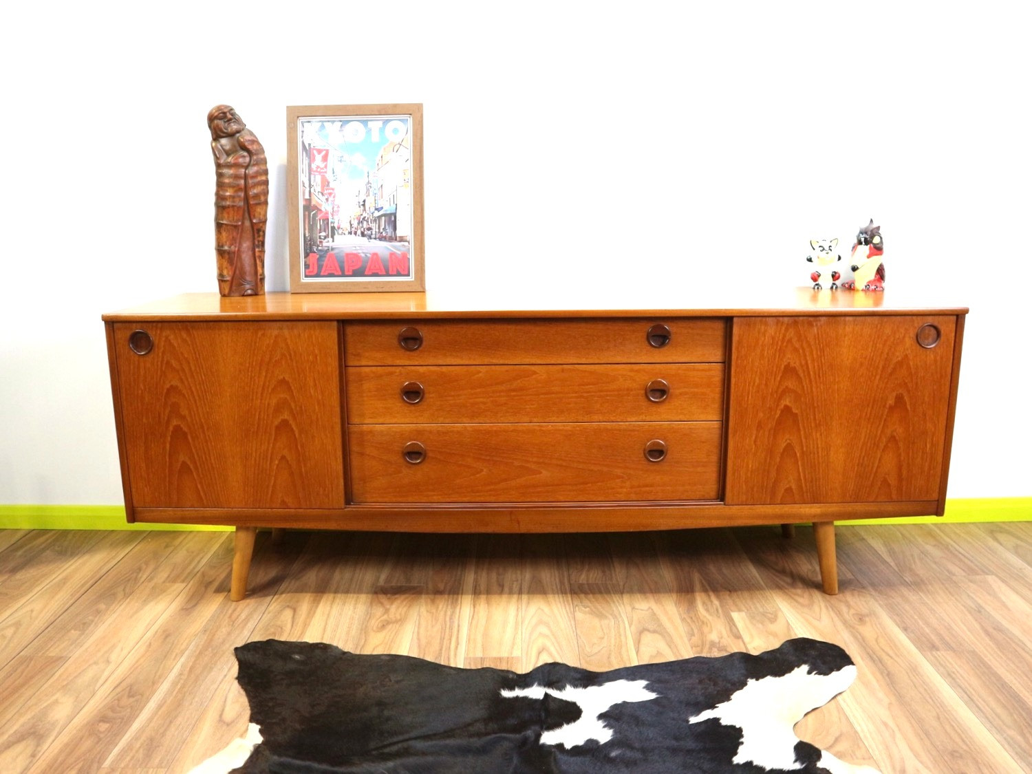 Mid-Century Teak Low Sideboard on Torpedo Legs by Nathan