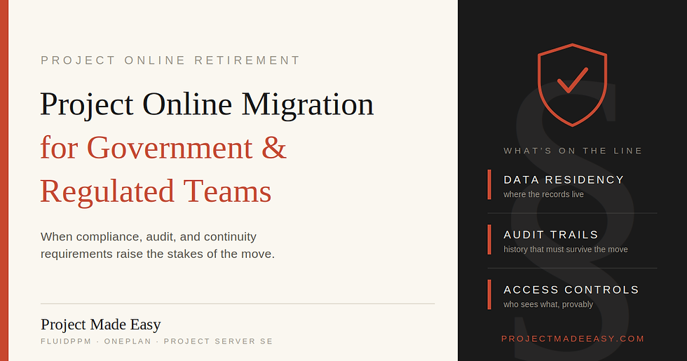Project Online migration paths for government compared by data control