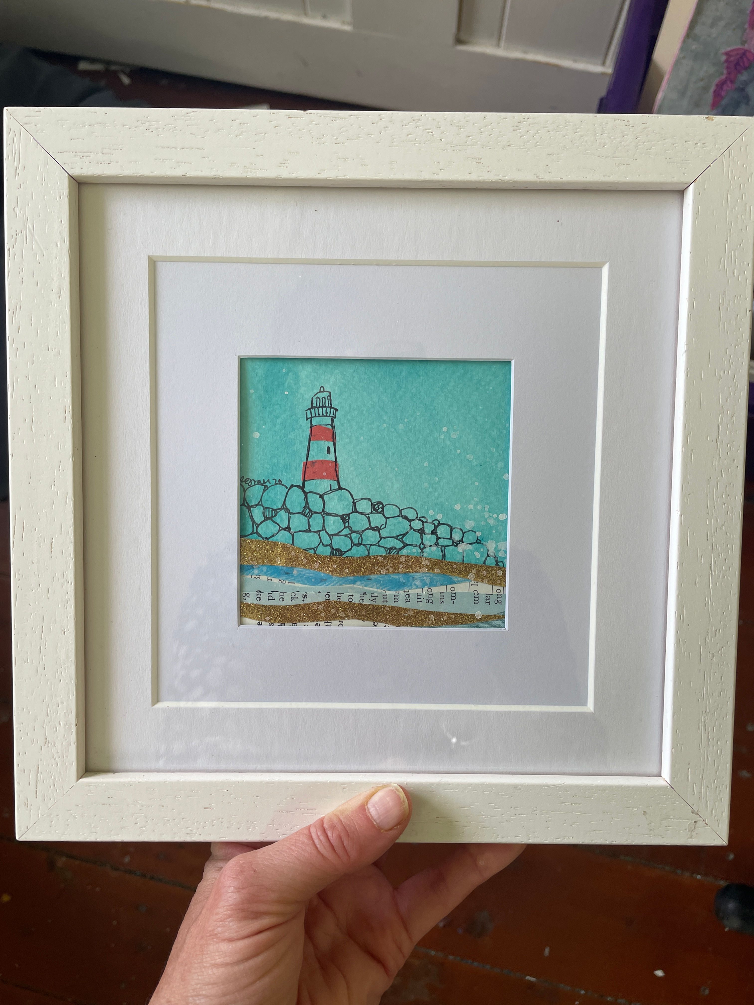 Original mixed media painting 'Little Lighthouse'
