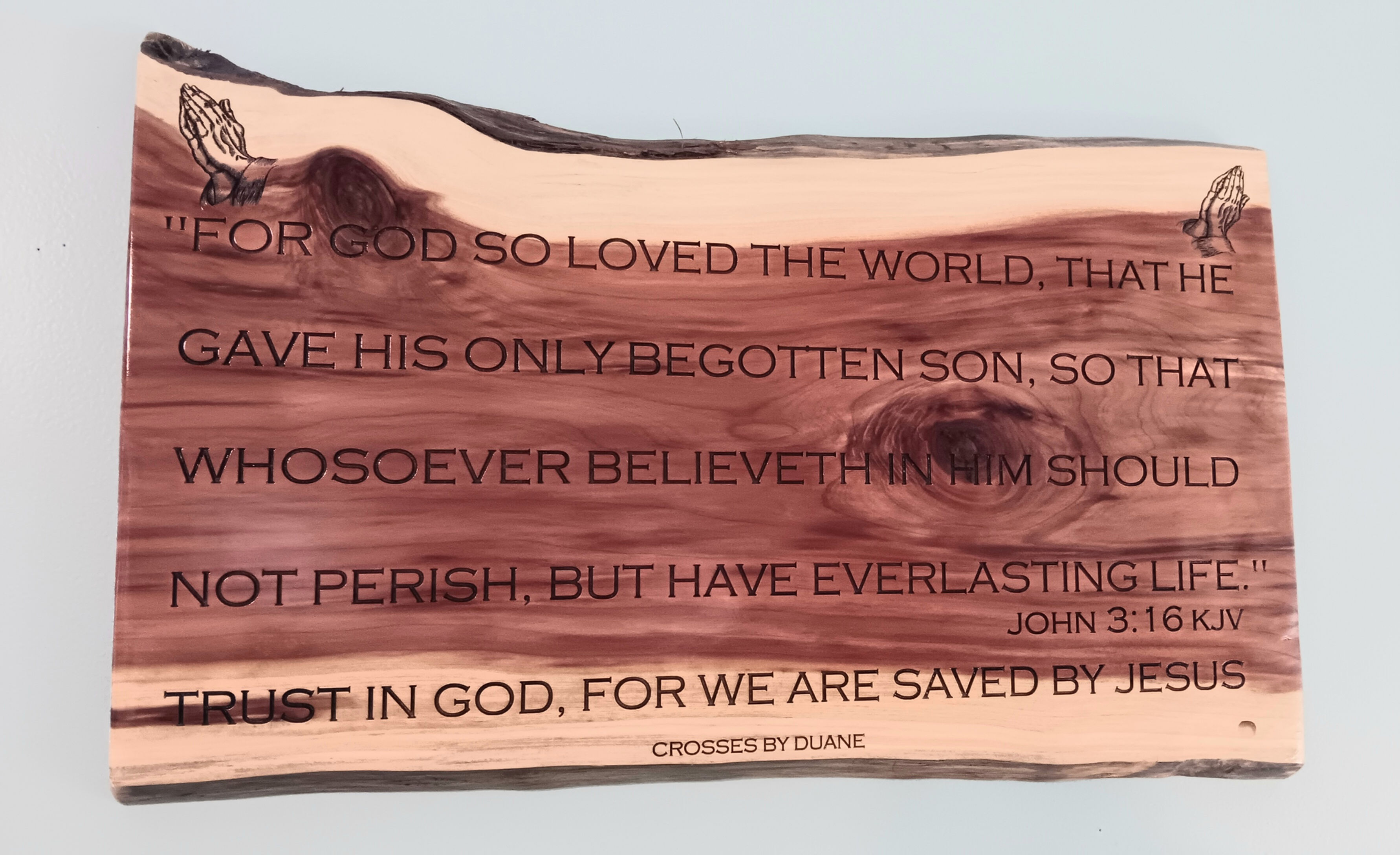 John 3:16 Live Edge Plaque (Standard Engraving)