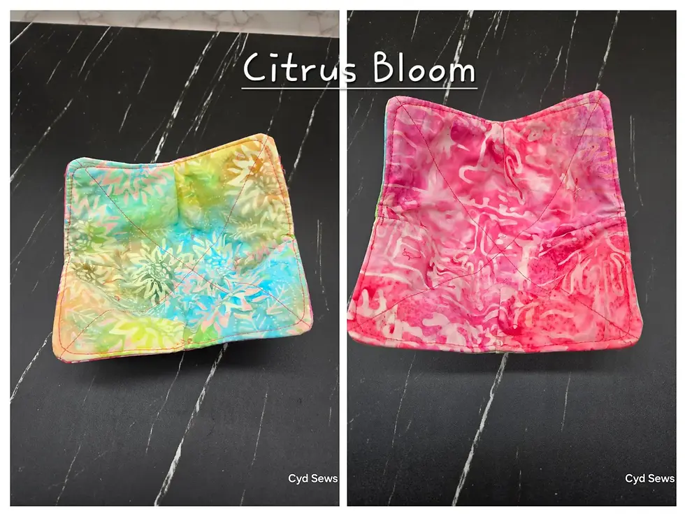 Thumbnail: Quilted Batik Bowl Cozy, Microwave Safe, Reversible Fabric Wrap