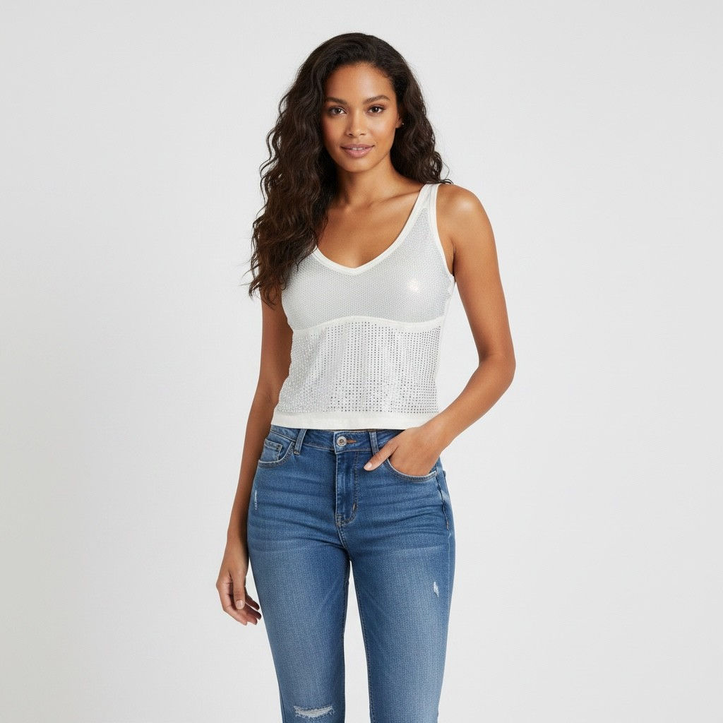 Iridescent Spaghetti Strap Crop Top