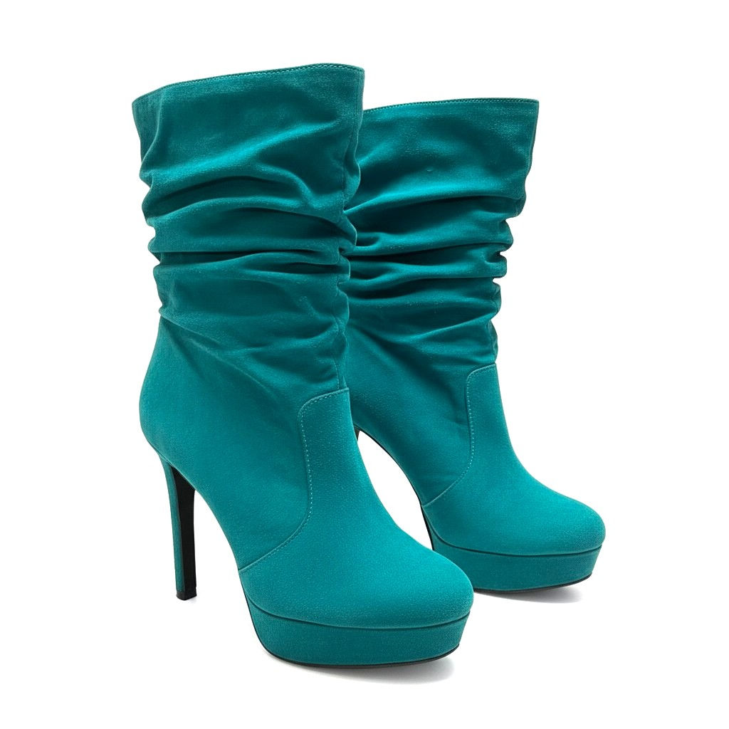 Teal High Heeled Boots