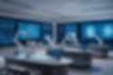 A realistic and futuristic office or industrial setting showcasing advanced AI and automat