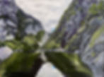 Painting of Norwegian Fjord on wood