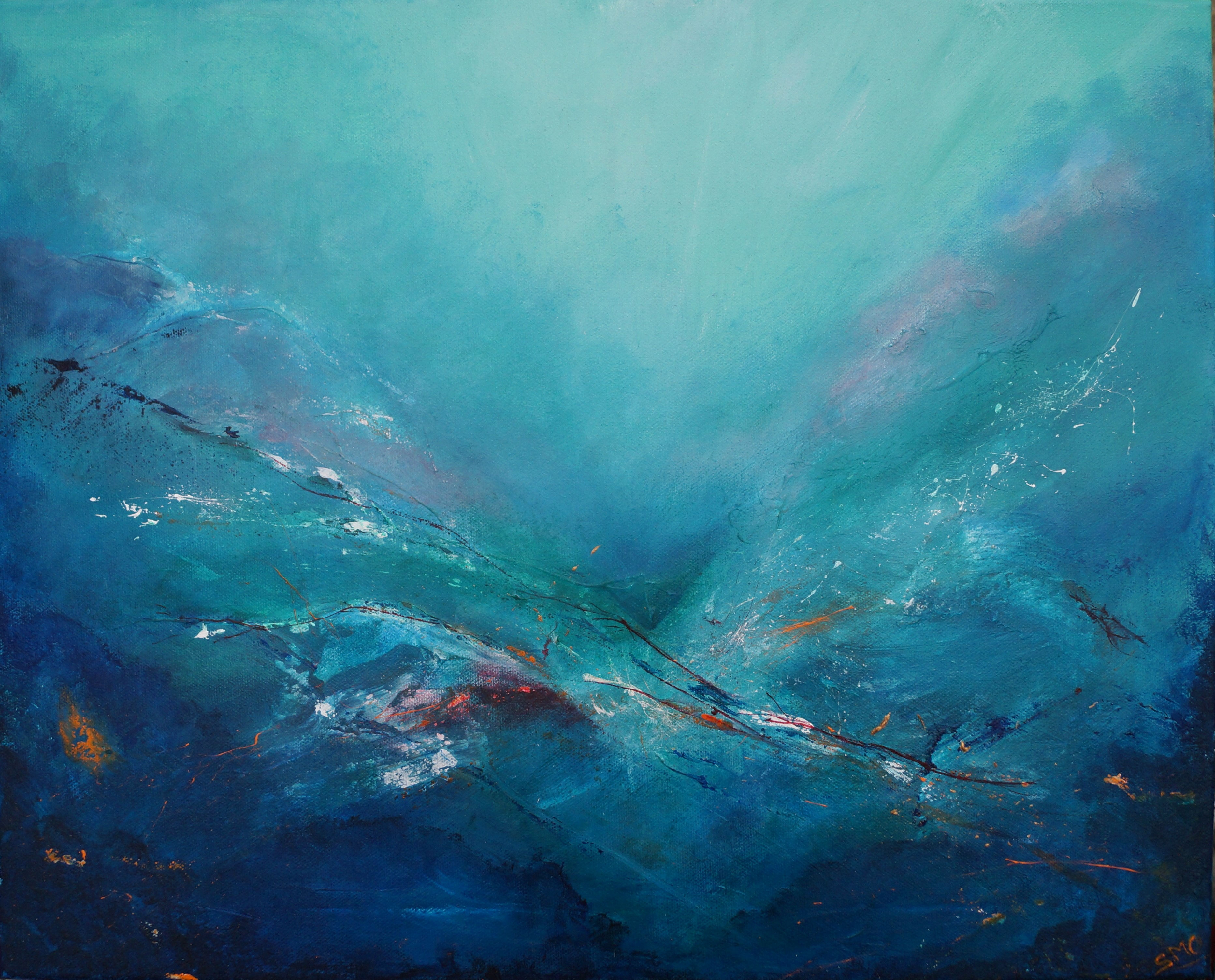 Original abstract painting Ocean Deep by artist Sue O'Sullivan