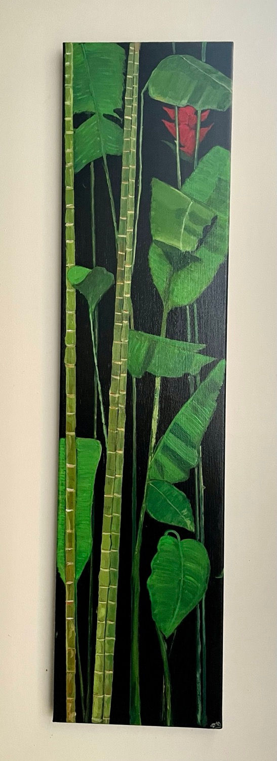 Original painting with tropical leaves Sue O'Sullivan