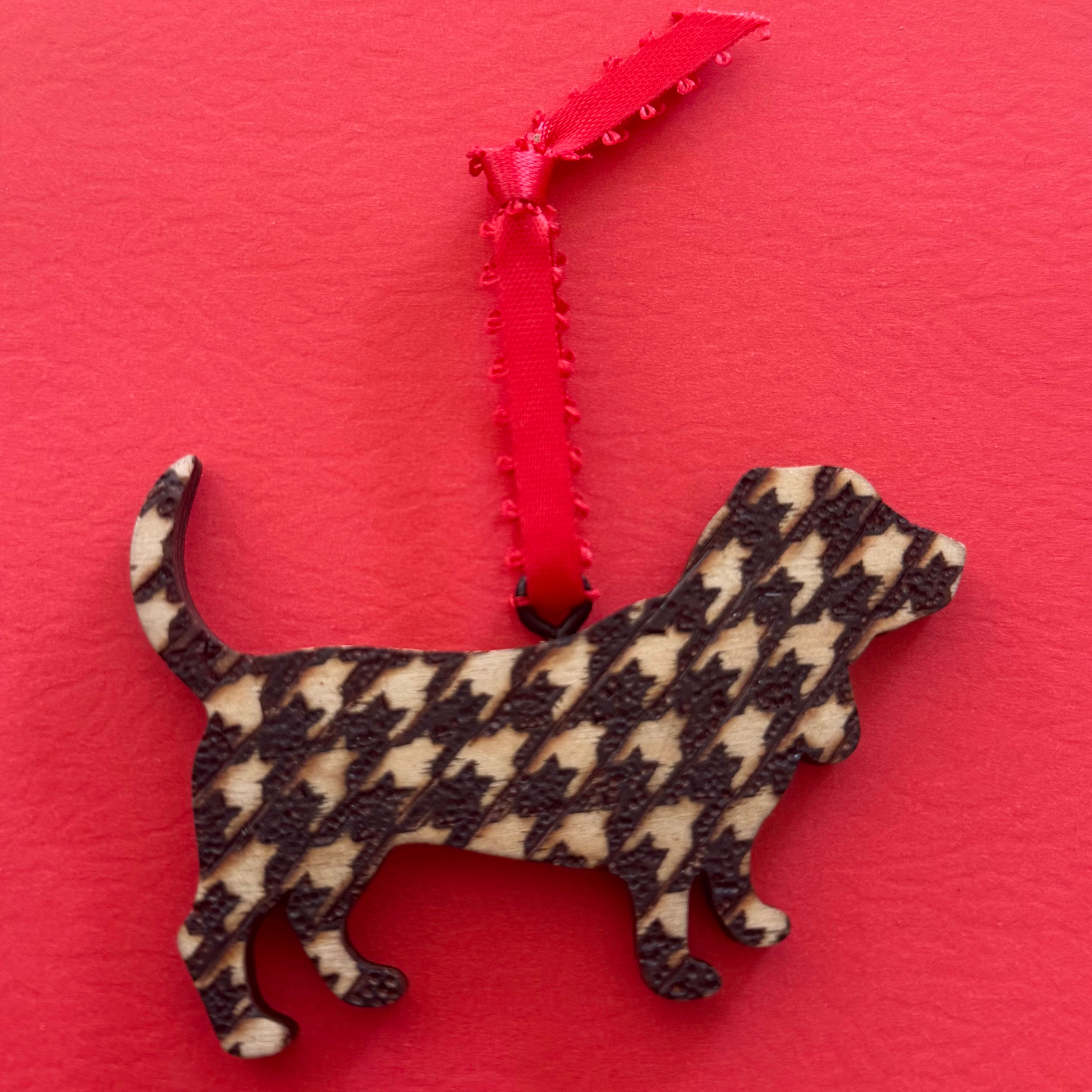 Houndstooth #3 Wood Burn Ornament