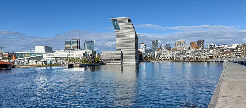 Dagens byprofil i området rundt Bjørvika og Sørenga i Oslo