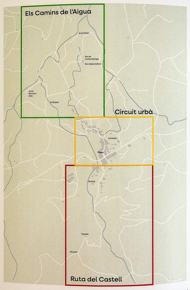 Kart over kunsrute i den lille landsbyen Carrícola på Ruta 99