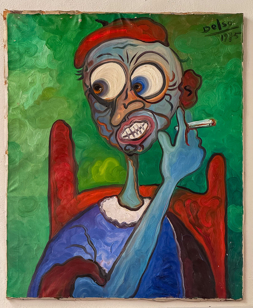 Et maleri av en mann med sigarett i hånden av den Spanske kunstneren Pedro delso i Alfaz del Pi