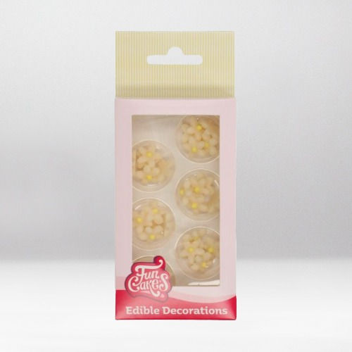 FUNCAKES MARZIPAN DECORATIONS CHRYSANTHEMUM WHITE/YELLOW SET