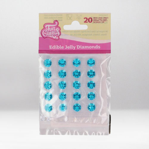 FUNCAKES EDIBLE JELLY DIAMONDS SKY BLUE PK/20