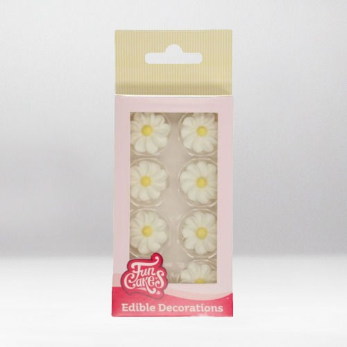 FUNCAKES SUGAR DECORATIONS WHITE DAISIES PK/16