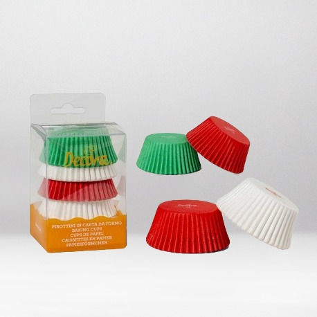 DECORA STANDARD RED,GREEN & WHITE CUPCAKE CASES X 75