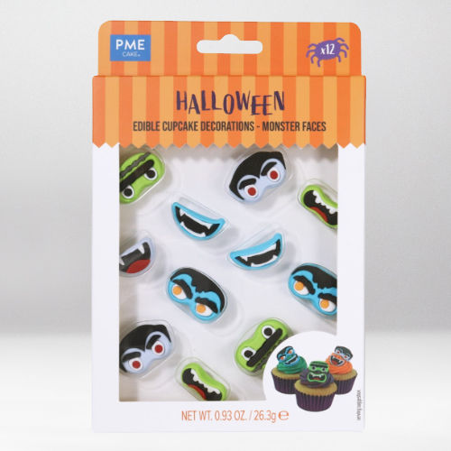 PME EDIBLE TOPPERS MONSTER FACES X12