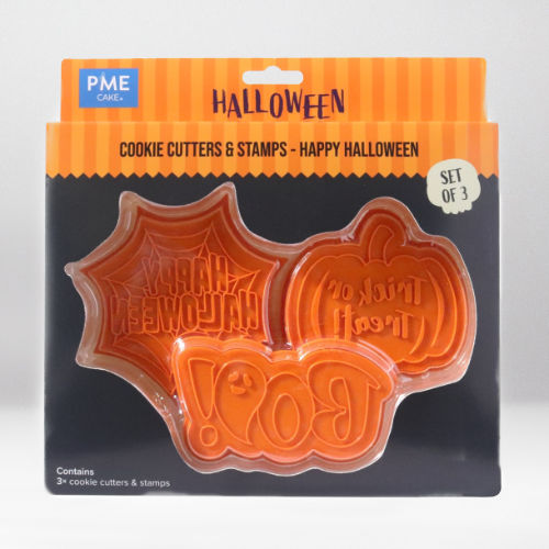 PME HAPPY HALLOWEEN COOKIE CUTTERS & STAMPS (SET OF 3)