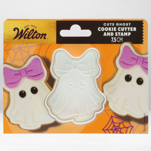 WILTON COOKIE CUTTER WITH STAMP CUTE GHOST 7.5CM