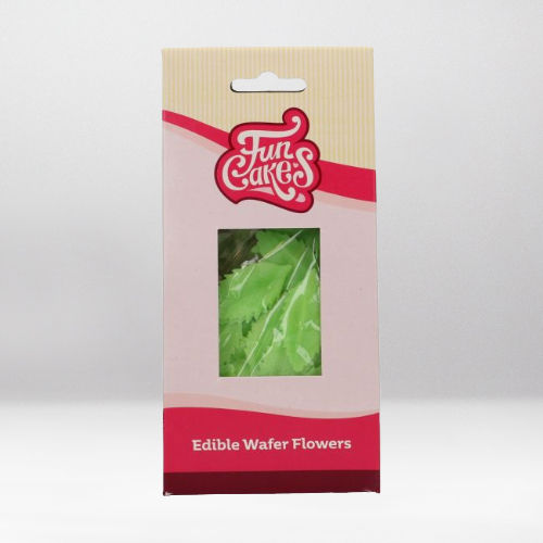 FUNCAKES EDIBLE WAFER FLOWERS GREEN LEAVES PK/50