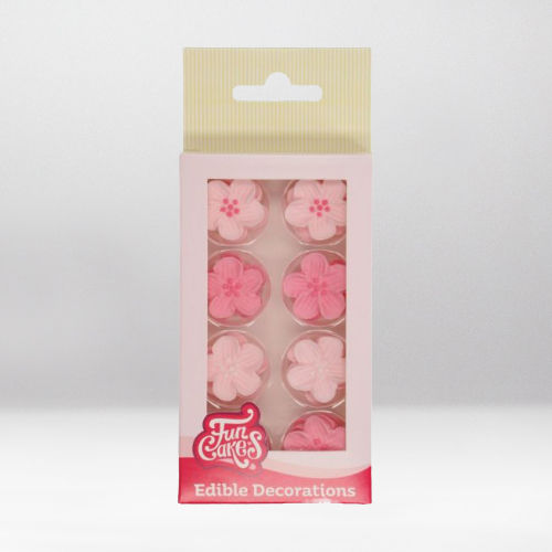 FUNCAKES SUGAR DECORATIONS FLOWER MIX PINK SET/24